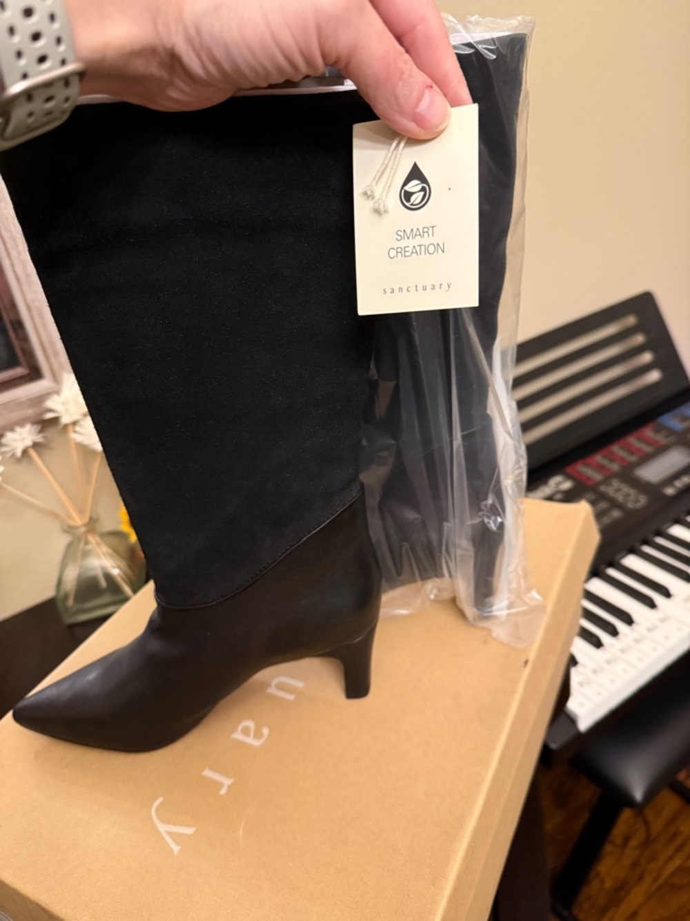 Sanctuary Black Praise Pointed Toe Block Heel Boots Womens Size 5 NIB - Picture 6 of 10
